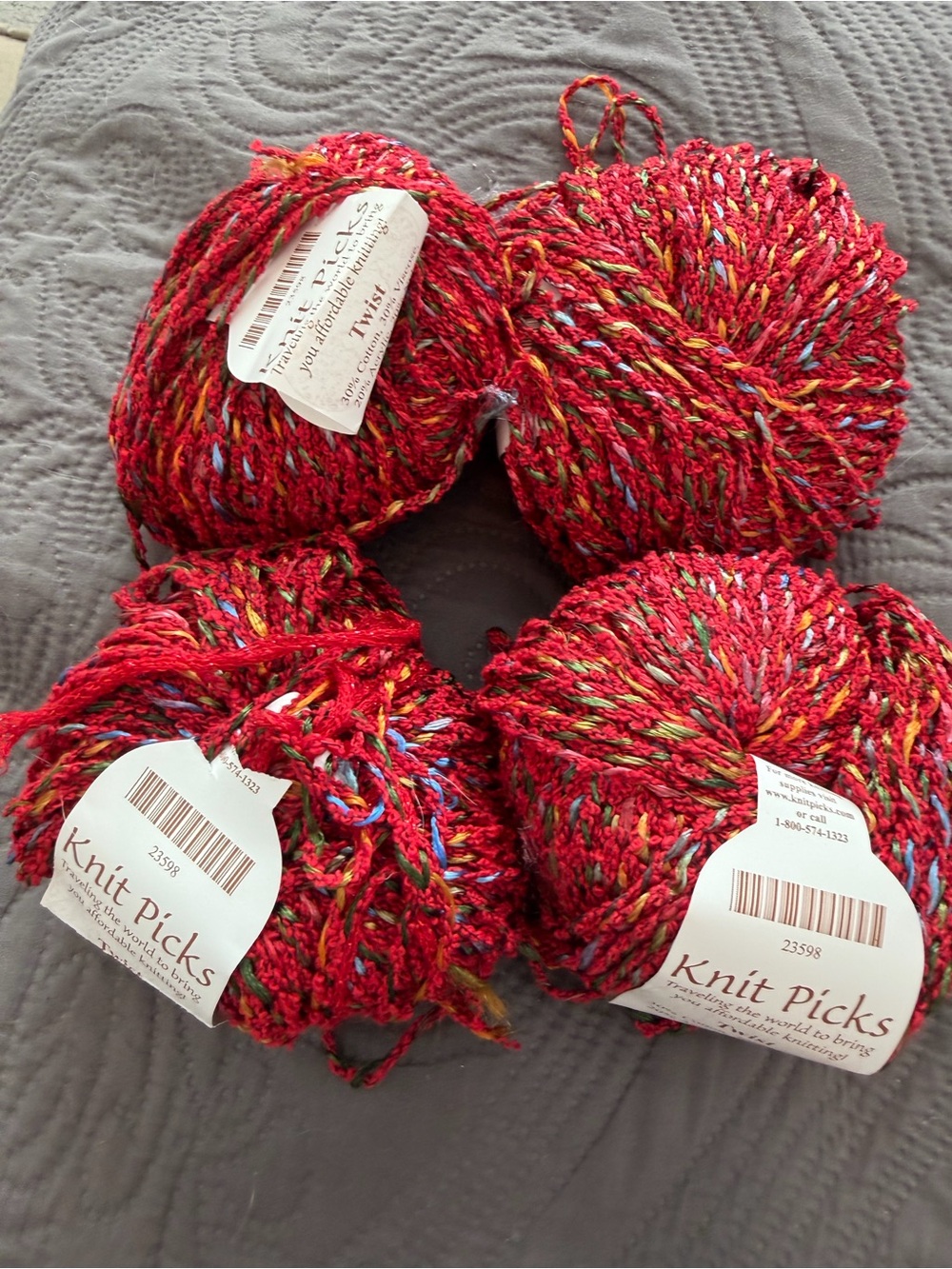 Knit picks twist Red Multicolor Decorative Yarn - 4-Pack